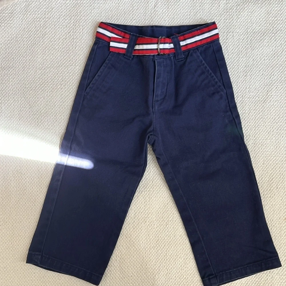 Janie & Jack Baby Boy American Flag Tee 🇺🇸 & Belted Twill Pant Outfit Set